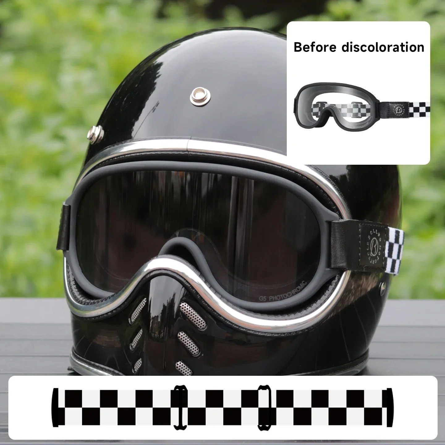 Vintage Motorcycle Glasses Polarized for Small Helmet Anti-fog Motorcycle Riding Goggles Photochromic UV400 Dirt Bike Eyewear