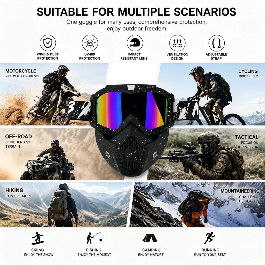 Full-Face Motorcycle Protective Mask with UV Protection Off-Road Goggles for Outdoor Sports And Tactical Gear Full-Face Motorcycle Protective Mask with UV Protection Off-Road Goggles for Outdoor Sports And Tactical Gear