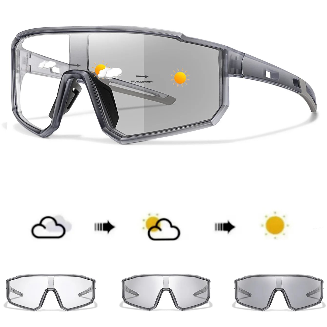 Photochromic Motorcycle Sunglasses Men Women Outdoor Cycling Driving Hiking Eyewear Fishing UV400 Protection Goggles
