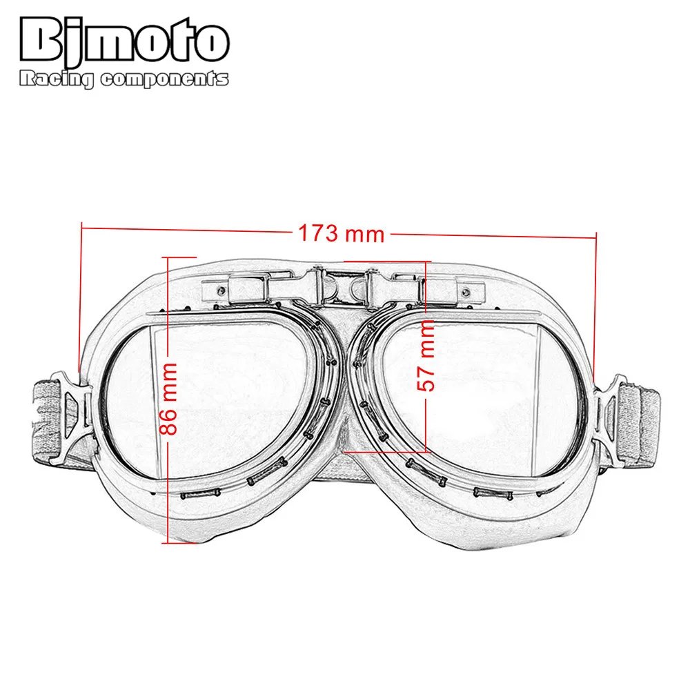 Bjmoto moto Pink Goggles Glasses Vintage Pilot goggles For motorcycle helmet goggles