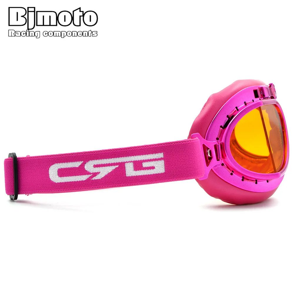 Bjmoto moto Pink Goggles Glasses Vintage Pilot goggles For motorcycle helmet goggles