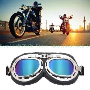 652F Windproof Retro Motorcycle Goggles Glasses Vintage Goggles for Pilot Steampunk ATV Bike Copper Helmet