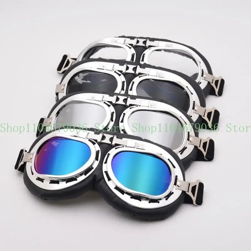 652F Windproof Retro Motorcycle Goggles Glasses Vintage Goggles for Pilot Steampunk ATV Bike Copper Helmet