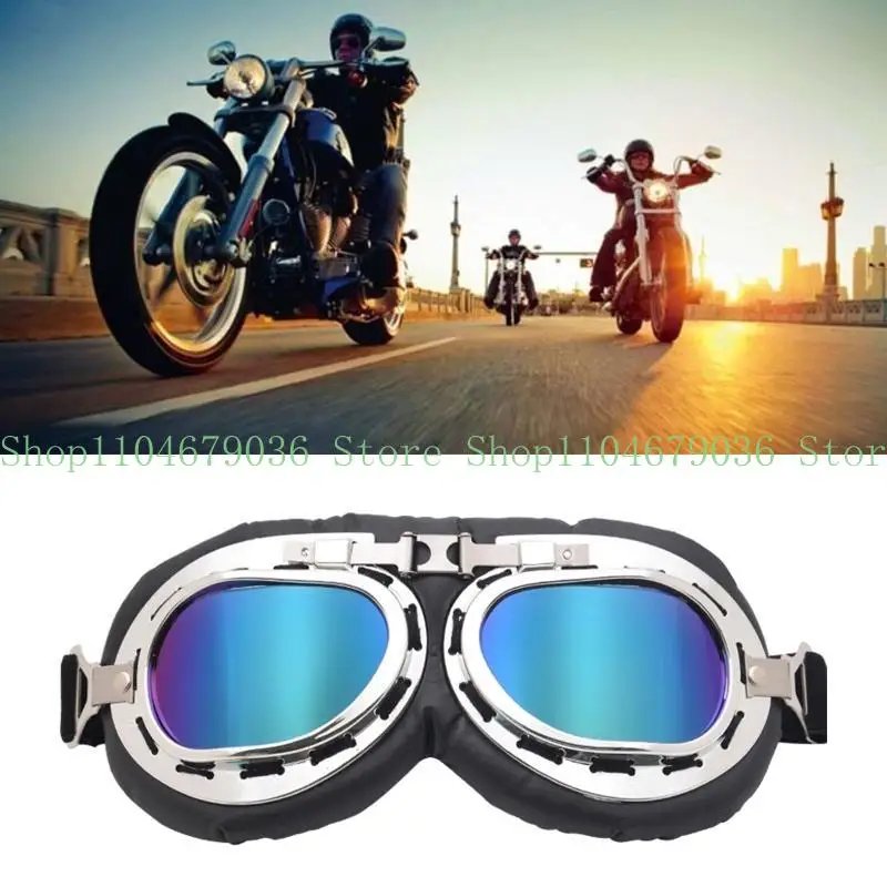 652F Windproof Retro Motorcycle Goggles Glasses Vintage Goggles for Pilot Steampunk ATV Bike Copper Helmet