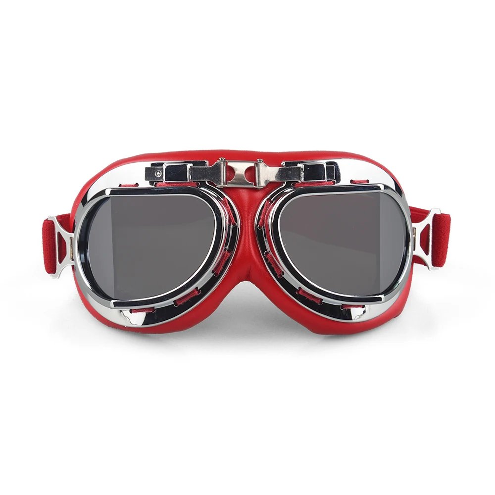 Vintage Motorcycle Helmet Goggles PU Leather Riding Eye Wear for Harley Cruiser Chopper Cafe Racer