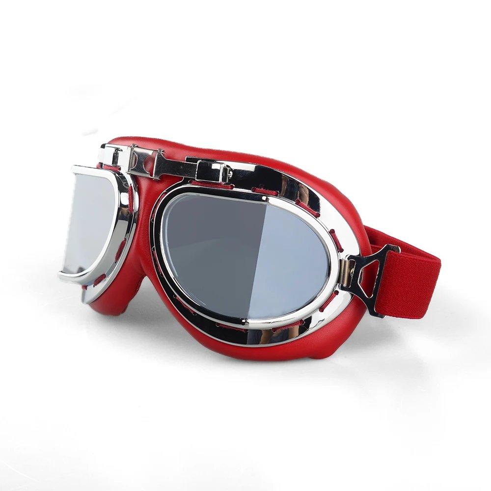 Vintage Motorcycle Helmet Goggles PU Leather Riding Eye Wear for Harley Cruiser Chopper Cafe Racer