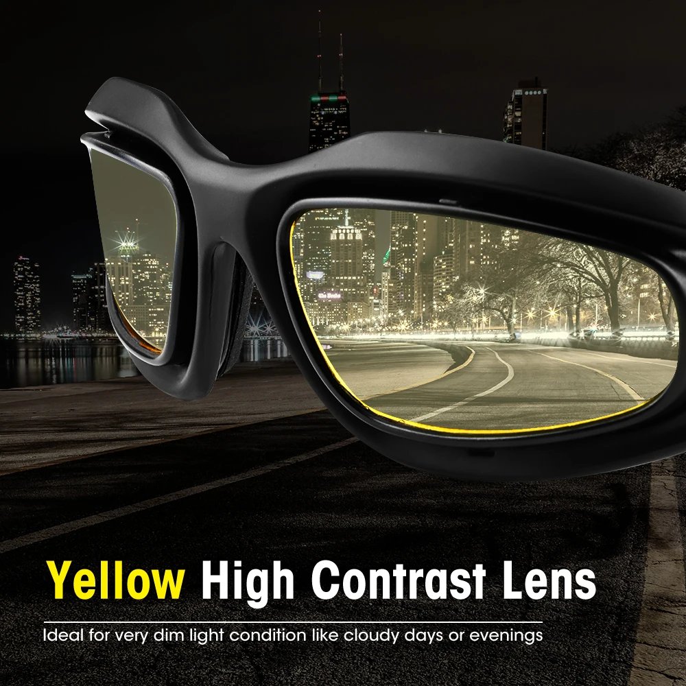 KEMITOUR Motorcycle Glasses Polarized Sunglasses Windproof Riding Goggles UV400 Antifog Clear Lens For Shooting Eye Protection