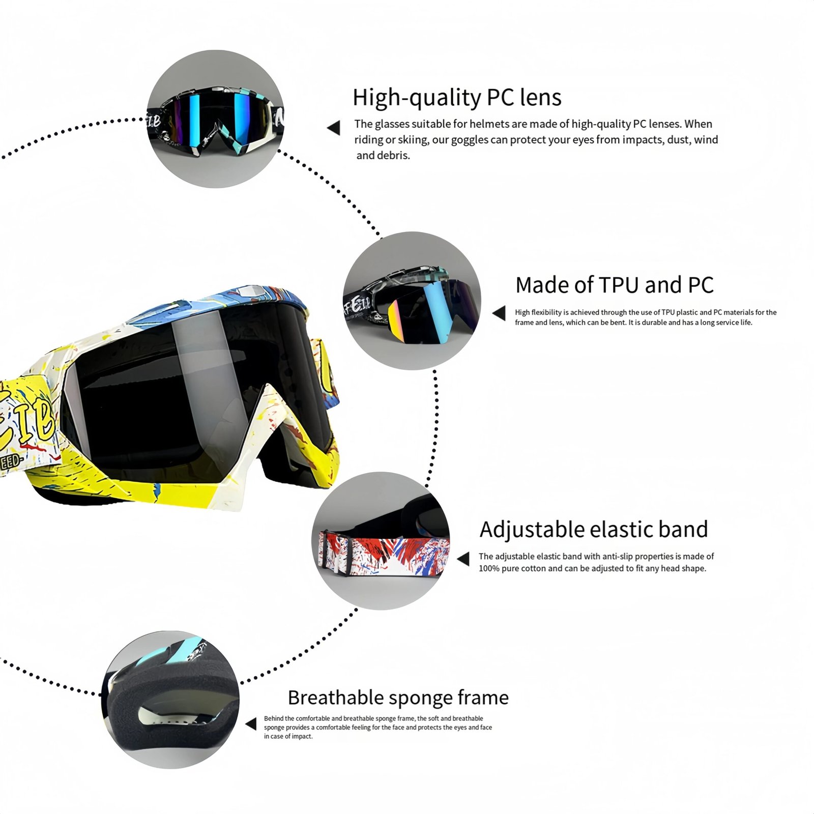 New 2025 Motorcycle Glasses Motocross Goggles Helmet MX Moto Dirt Bike ATV Ski Outdoor Sports Glass Scooter Googles Mask Cycling