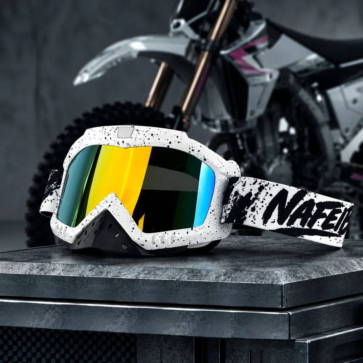 Motocross Goggles with Nose Guard for Men Women, Wide View Dirt Bike ATV Off-Road Motorcycle Racing Goggles with Adjustable Strap Motocross Goggles with Nose Guard for Men Women, Wide View Dirt Bike ATV Off-Road Motorcycle Racing Goggles with Adjustable Strap