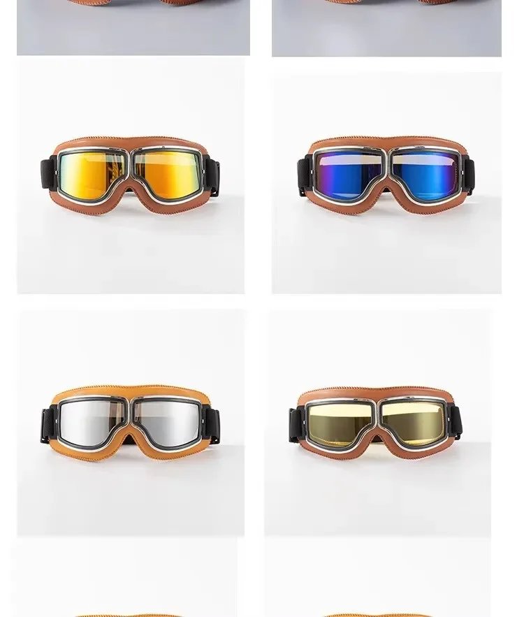 Retro Glasses Motorcycle goggles Metal Goggles Motorcycle Fit Protection Biking and Outdoor Adventures European Vintage Design