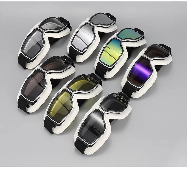 Retro Glasses Motorcycle goggles Metal Goggles Motorcycle Fit Protection Biking and Outdoor Adventures European Vintage Design