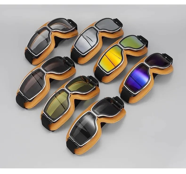 Retro Glasses Motorcycle goggles Metal Goggles Motorcycle Fit Protection Biking and Outdoor Adventures European Vintage Design