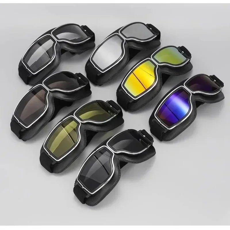Retro Glasses Motorcycle goggles Metal Goggles Motorcycle Fit Protection Biking and Outdoor Adventures European Vintage Design
