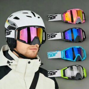 Motocross Goggles with Nose Guard for Men Women, UV Protection Anti-Fog Dirt Bike ATV Off-Road Motorcycle Goggles, Windproof Dustproof Scratch-Resistant