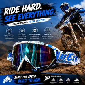 Blue White Graffiti Moto Goggles UV Protection Wind Dust Proof For MX Enduro Dirt Bike ATV MTB Ski Cycling Sports Eyewear