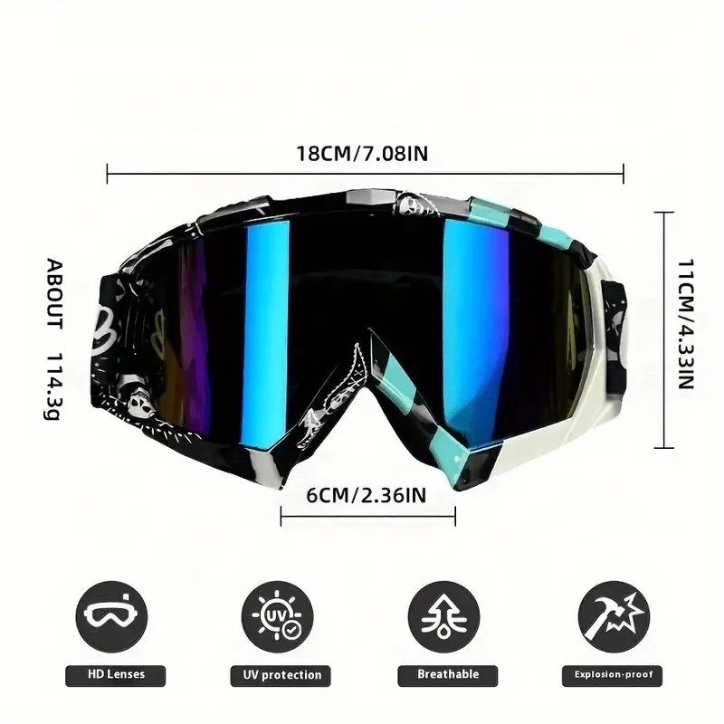 Motocross Goggles for Men Women, Dirt Bike ATV Off-Road Motorcycle Racing Goggles, Wide View Lens with Adjustable Strap, Multi-Color Options