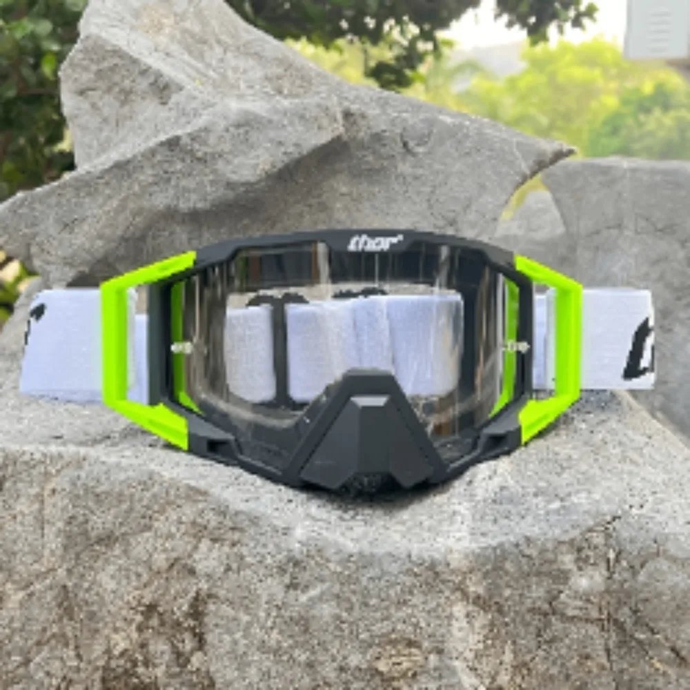 Off-Road Motocross Goggles with Nose Guard, UV Protection Anti-Fog Motorcycle Dirt Bike ATV MX Riding Goggles, Windproof Dustproof Adjustable Strap