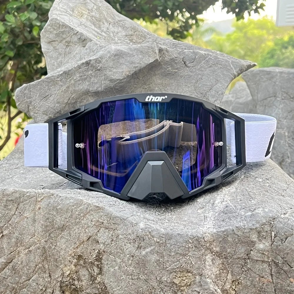 Off-Road Motocross Goggles with Nose Guard, UV Protection Anti-Fog Motorcycle Dirt Bike ATV MX Riding Goggles, Windproof Dustproof Adjustable Strap