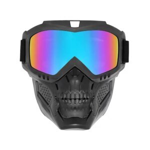 Skull Motorcycle Off-Road Face Mask, Windproof Helmet Goggles, Dust Resistant Protective Riding Gear for Motorcyclists