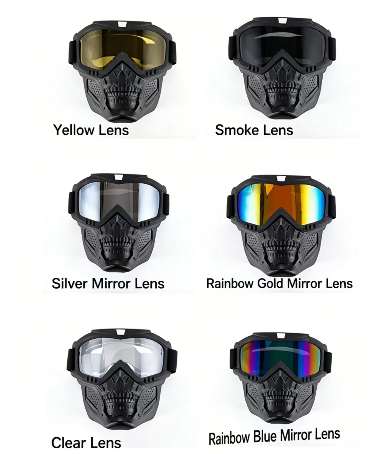 Skull Motorcycle Off-Road Face Mask, Windproof Helmet Goggles, Dust Resistant Protective Riding Gear for Motorcyclists Skull Motorcycle Off-Road Face Mask, Windproof Helmet Goggles, Dust Resistant Protective Riding Gear for Motorcyclists