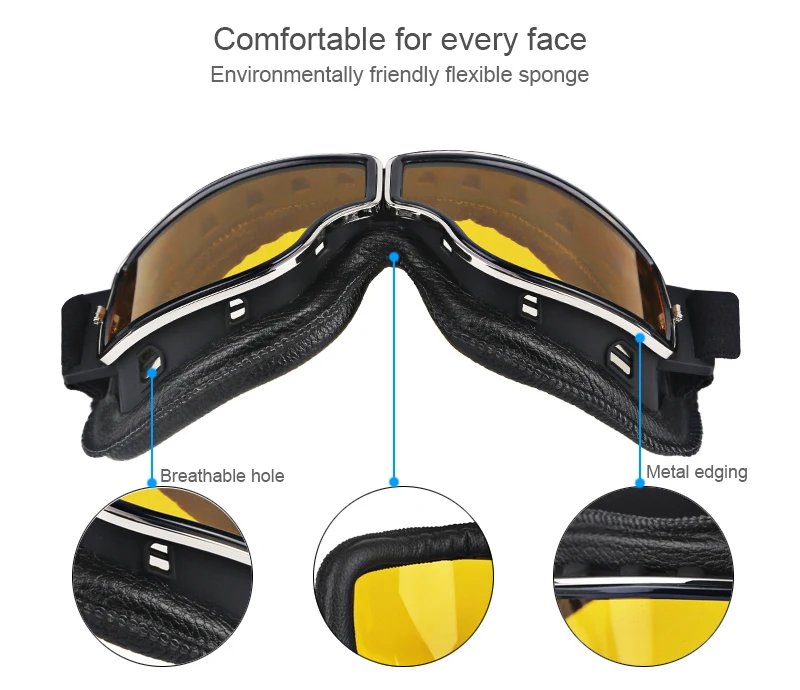 Universal Vintage Goggles Motorcycle Leather Goggles Glasses Cruiser Folding Goggles For Motorcycle Motocross racing Glasses Universal Vintage Goggles Motorcycle Leather Goggles Glasses Cruiser Folding Goggles For Motorcycle Motocross racing Glasses