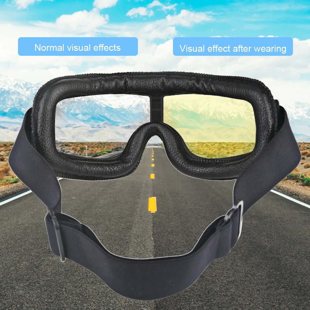 Universal Vintage Goggles Motorcycle Leather Goggles Glasses Cruiser Folding Goggles For Motorcycle Motocross racing Glasses