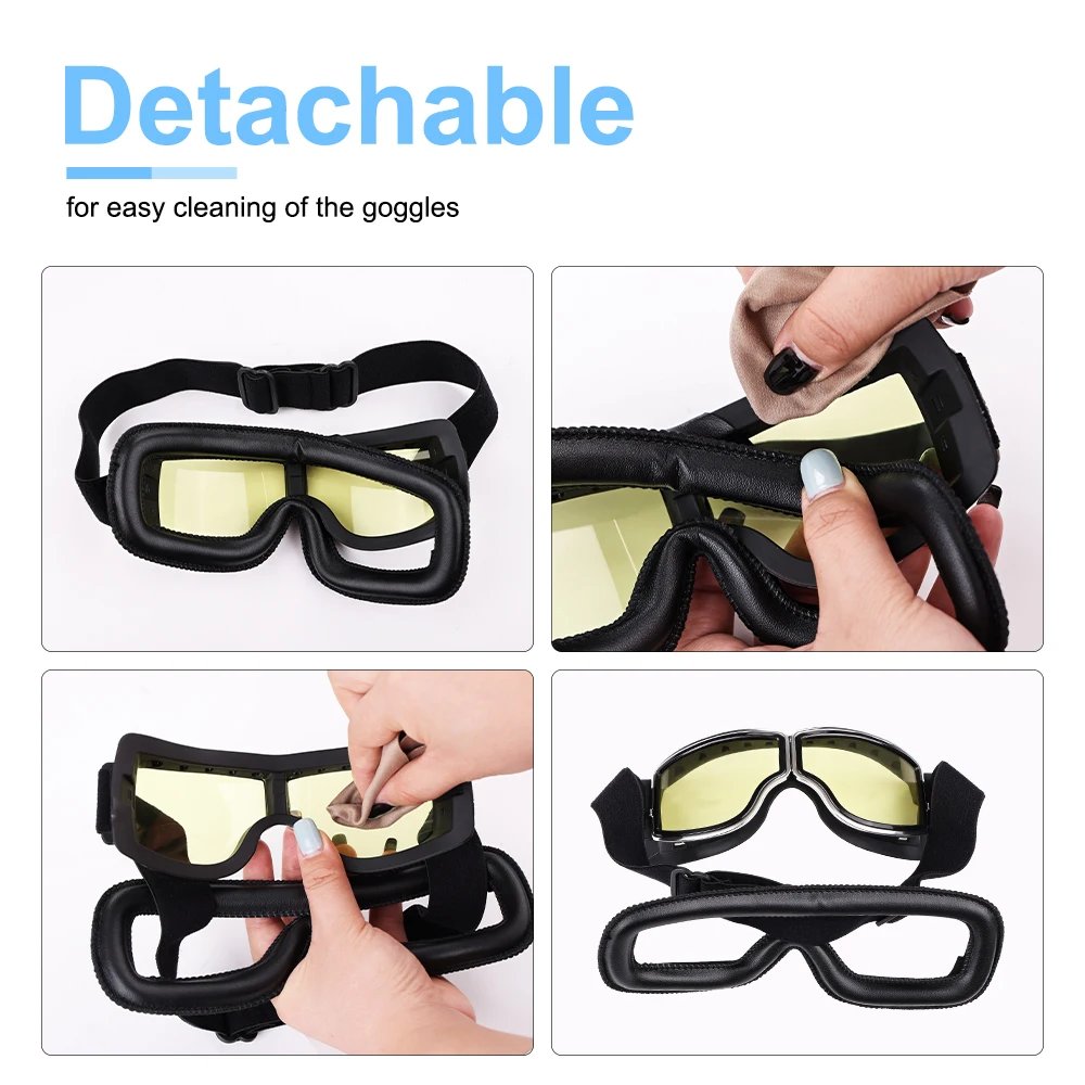 Universal Vintage Goggles Motorcycle Leather Goggles Glasses Cruiser Folding Goggles For Motorcycle Motocross racing Glasses