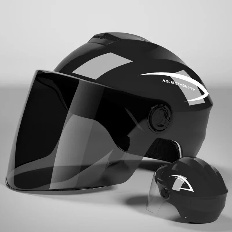 Lightweight Rainproof Half Helmet for Electric Bike & Motorcycle - Unisex All-Season Safety Cap with Sun Protection