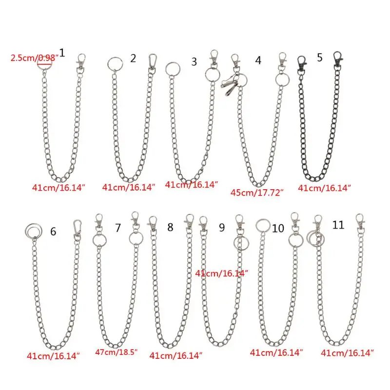16" Punk Belt Wallet Chain Waist Pants Chain Pocket Chain with Keyring for Pants Belt Jeans Wallets Keys Jewerly Unisex