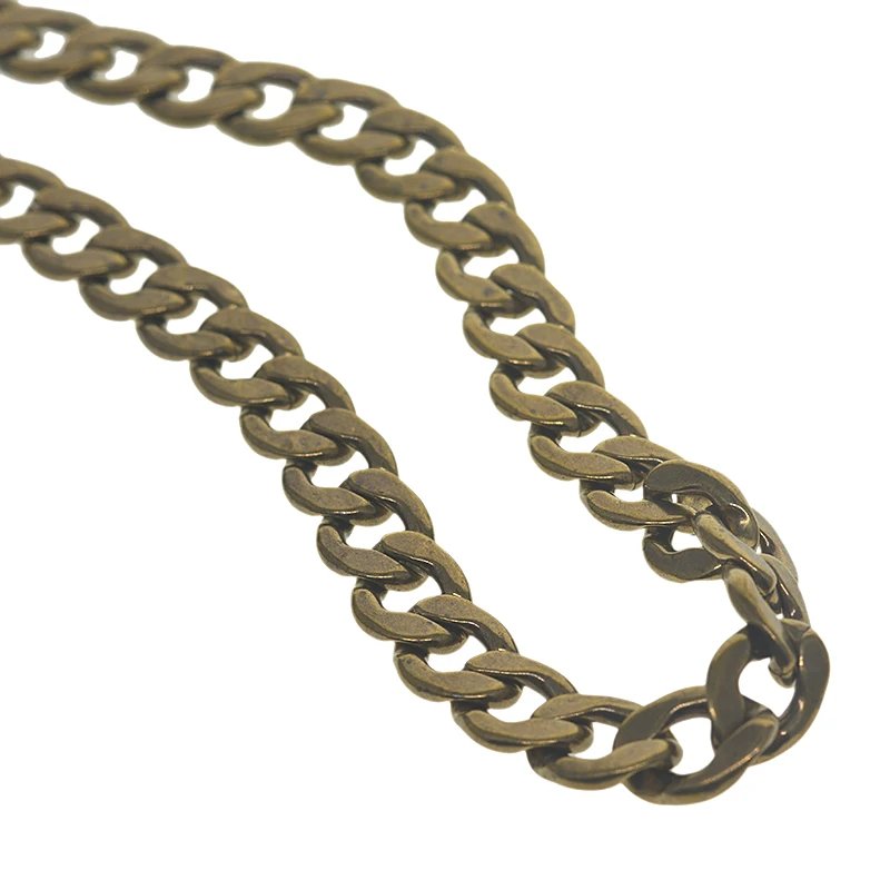 custom length solid brass large 9 mm thick oval nk link necklace wallet jean pocket watch chain DIY replacement