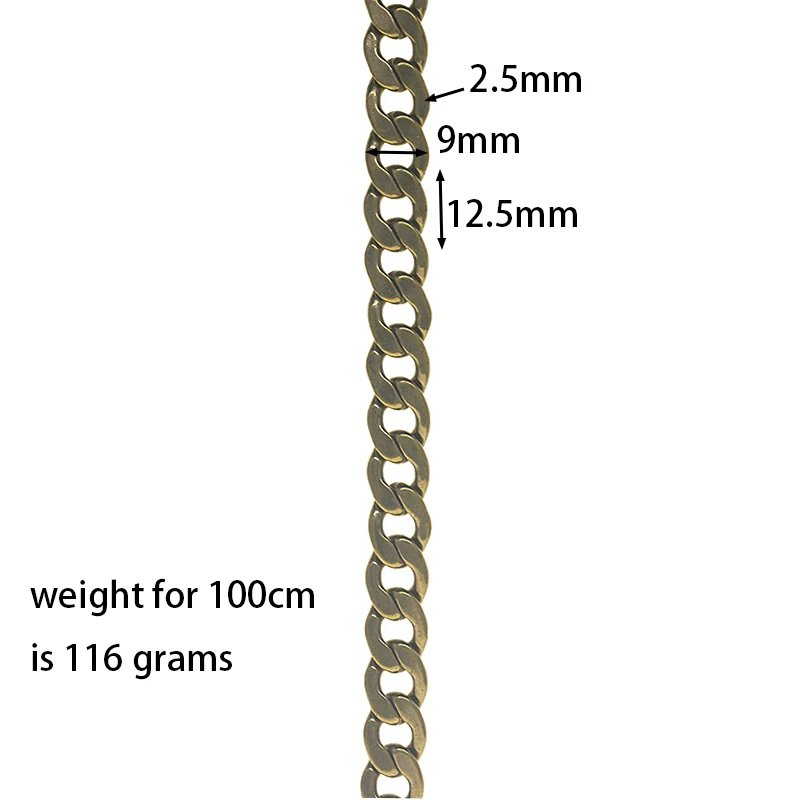 custom length solid brass large 9 mm thick oval nk link necklace wallet jean pocket watch chain DIY replacement custom length solid brass large 9 mm thick oval nk link necklace wallet jean pocket watch chain DIY replacement