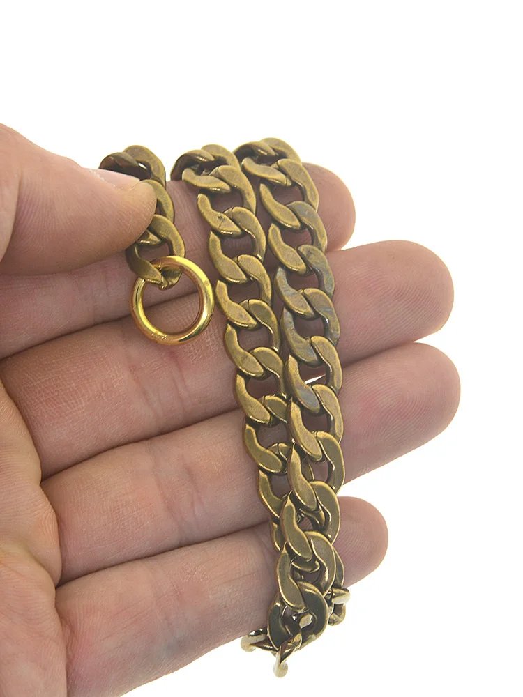 custom length solid brass large 9 mm thick oval nk link necklace wallet jean pocket watch chain DIY replacement custom length solid brass large 9 mm thick oval nk link necklace wallet jean pocket watch chain DIY replacement