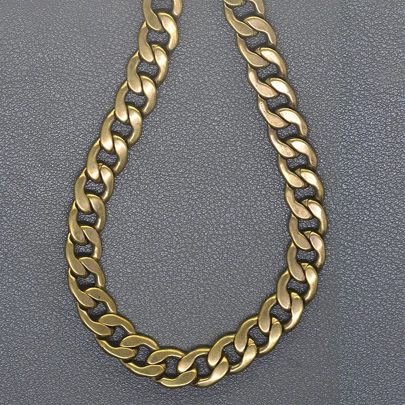 custom length solid brass large 9 mm thick oval nk link necklace wallet jean pocket watch chain DIY replacement