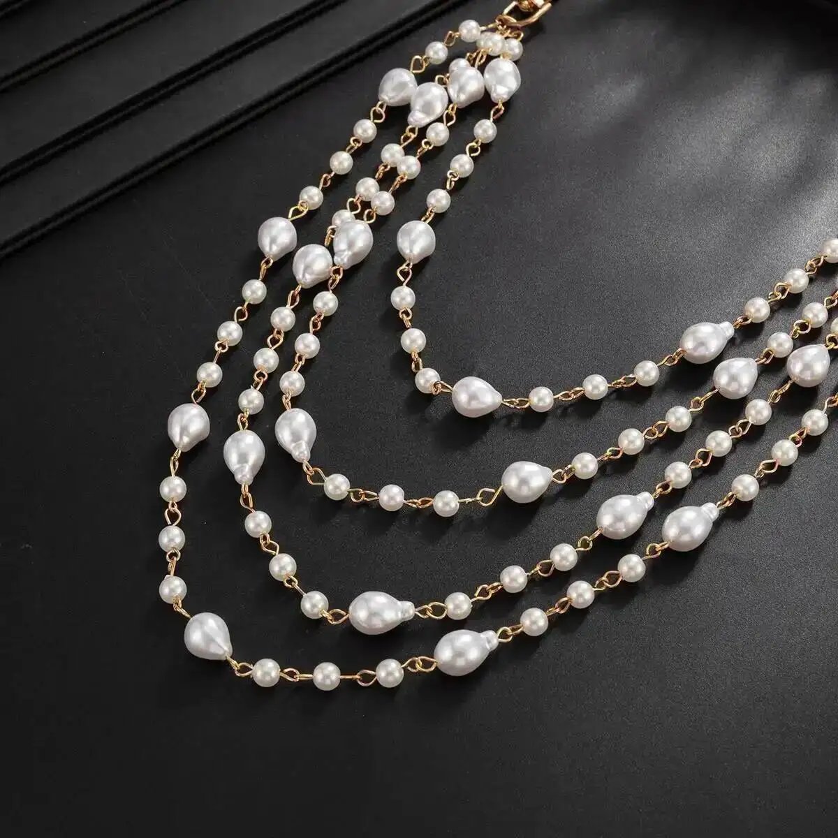 Salircon Stylish Multi layer Pearl Imitation Jeans Pants Chain Men Punk Trouser Keychain Wallet Chain Male Jewelry Accessory