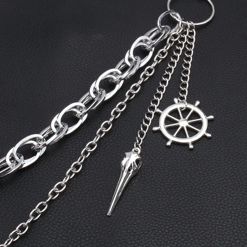 Metal Belt Chain HipHop Rock Punk Trousers Pant Waist Link Rudder Pendant Wallet Chain Keychain Ring Clip Keyring Jewelry