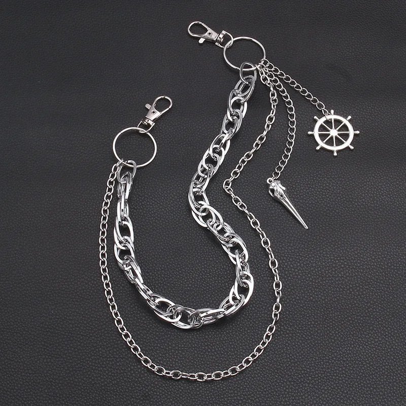 Metal Belt Chain HipHop Rock Punk Trousers Pant Waist Link Rudder Pendant Wallet Chain Keychain Ring Clip Keyring Jewelry Metal Belt Chain HipHop Rock Punk Trousers Pant Waist Link Rudder Pendant Wallet Chain Keychain Ring Clip Keyring Jewelry