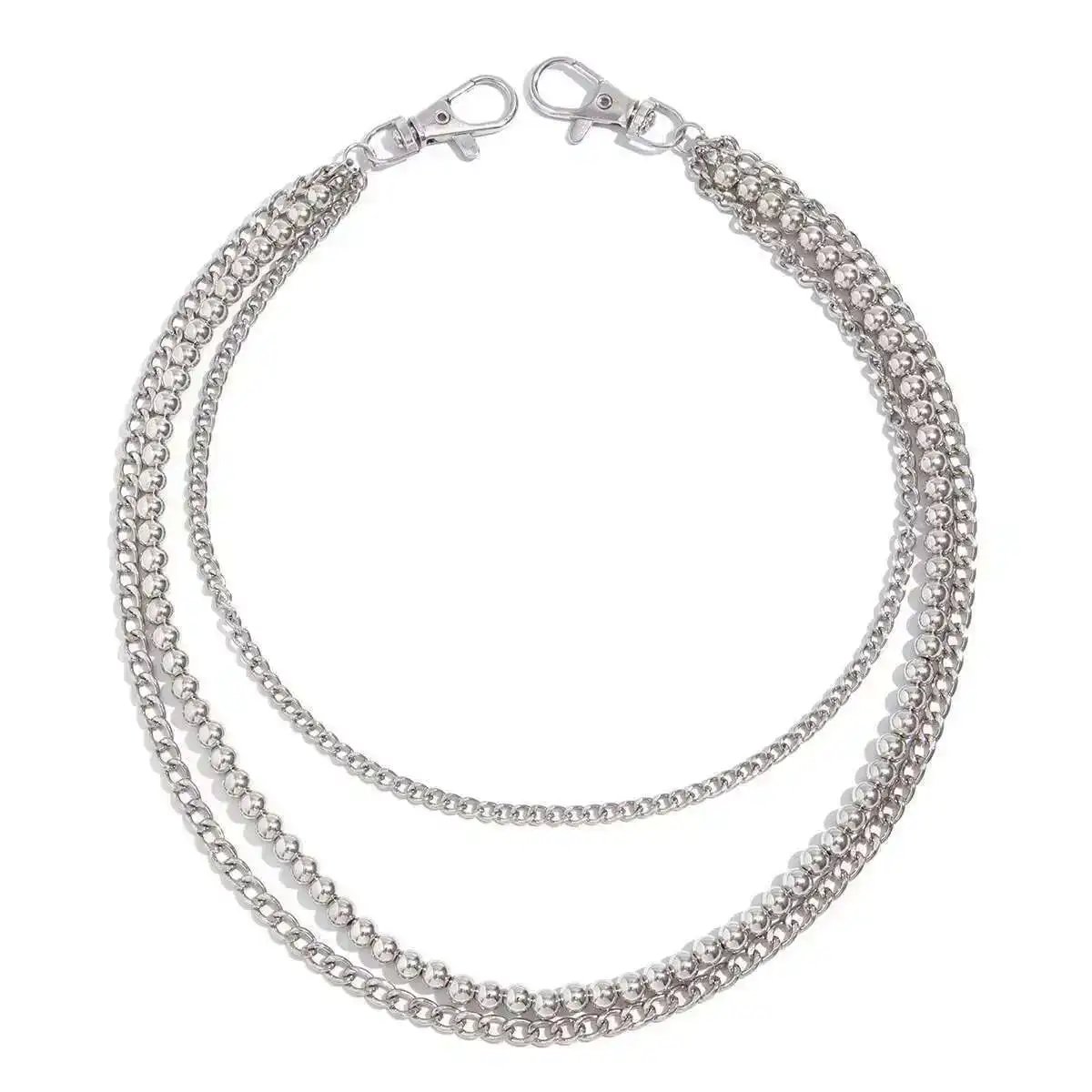 KunJoe Punk Rock Multilayer Metal Pants Chain Wallet Belt Chain Men Women Versatile Beaded Keychain Trousers Jeans Accessories KunJoe Punk Rock Multilayer Metal Pants Chain Wallet Belt Chain Men Women Versatile Beaded Keychain Trousers Jeans Accessories