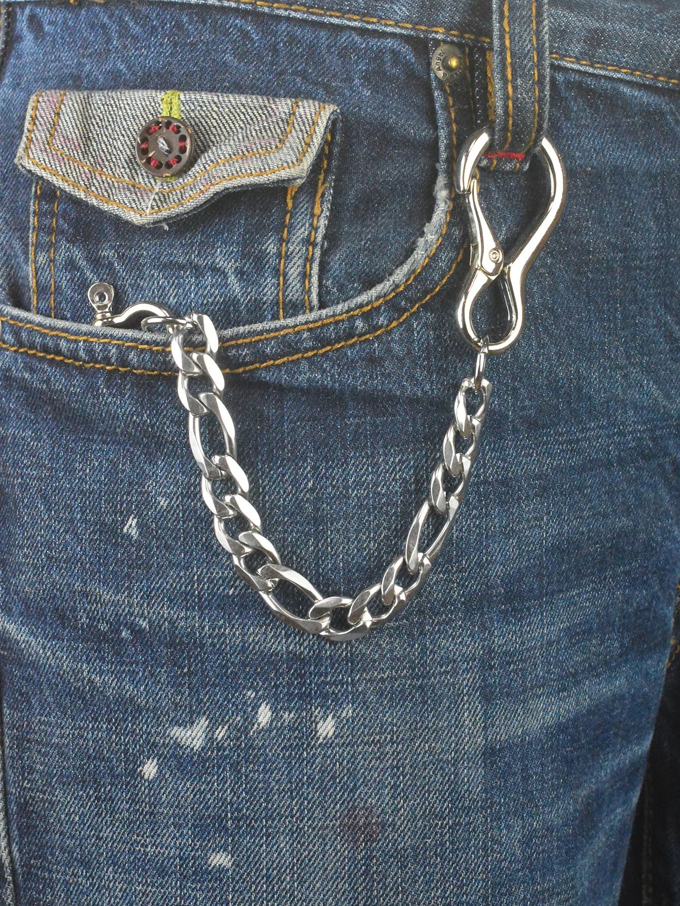 10 inch silver plated short trouses biker jean waist keychain 12mm stainless steel NK and shackle chain EDC gift 10 inch silver plated short trouses biker jean waist keychain 12mm stainless steel NK and shackle chain EDC gift