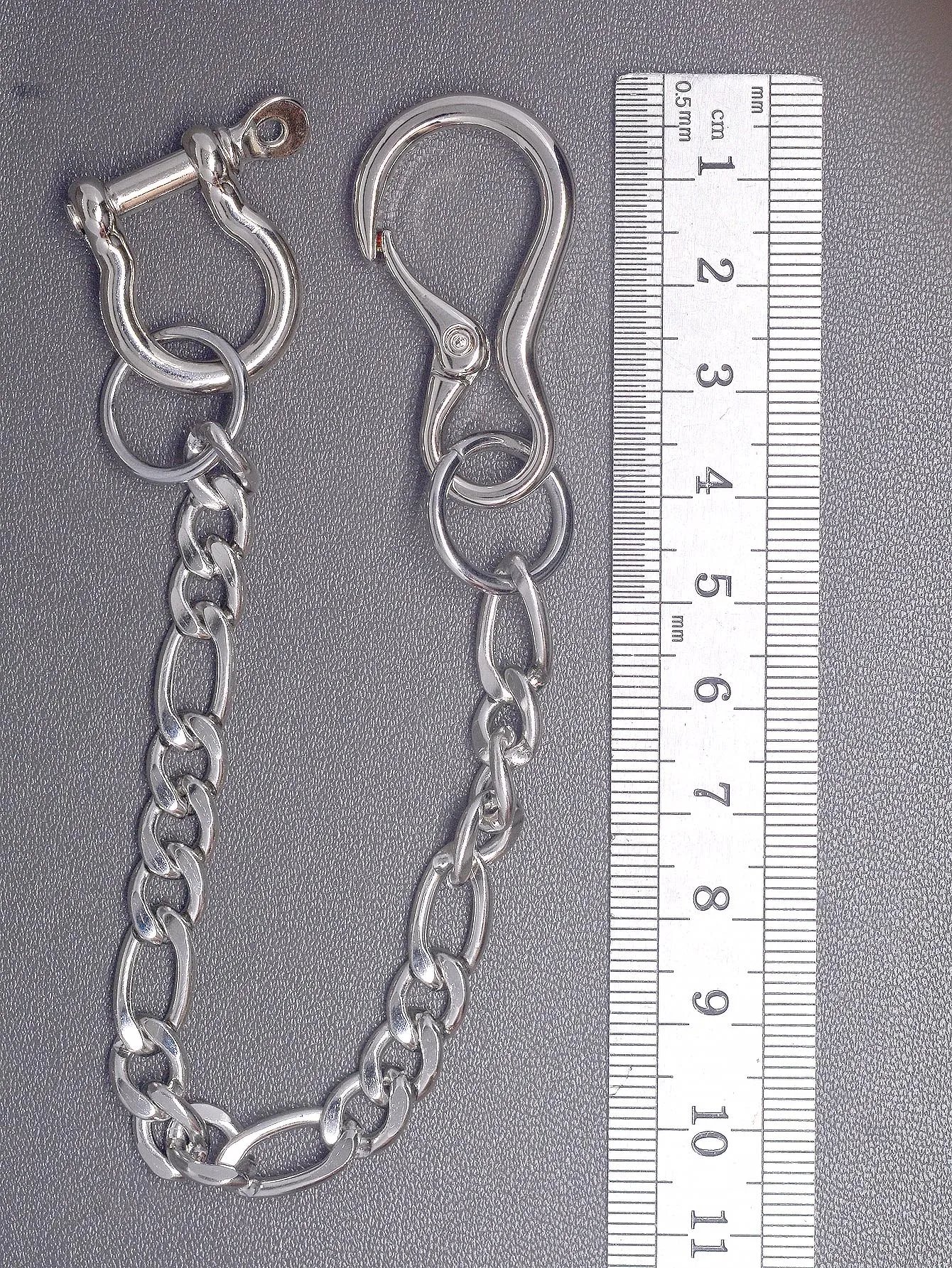 10 inch silver plated short trouses biker jean waist keychain 12mm stainless steel NK and shackle chain EDC gift 10 inch silver plated short trouses biker jean waist keychain 12mm stainless steel NK and shackle chain EDC gift