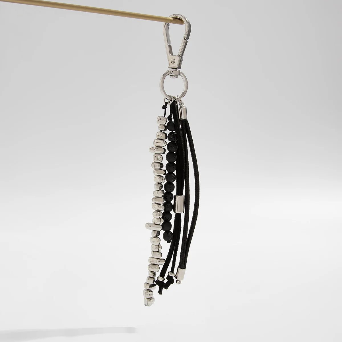 Fashion Imitation Pearl Chain Keychain Punk Silver Color Star Rivet Bag Chain Pendant Jewelry Accessories Daily Wear Keychain