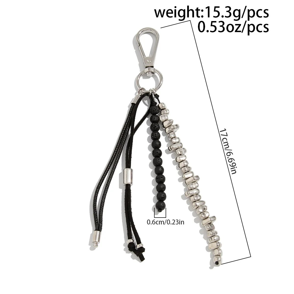 Fashion Imitation Pearl Chain Keychain Punk Silver Color Star Rivet Bag Chain Pendant Jewelry Accessories Daily Wear Keychain