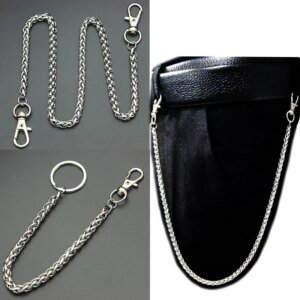 Stainless Steel Long Metal Wallet Chain Leash Pant Jean Keychain Ring Clip Menās Hip Hop Jewelry