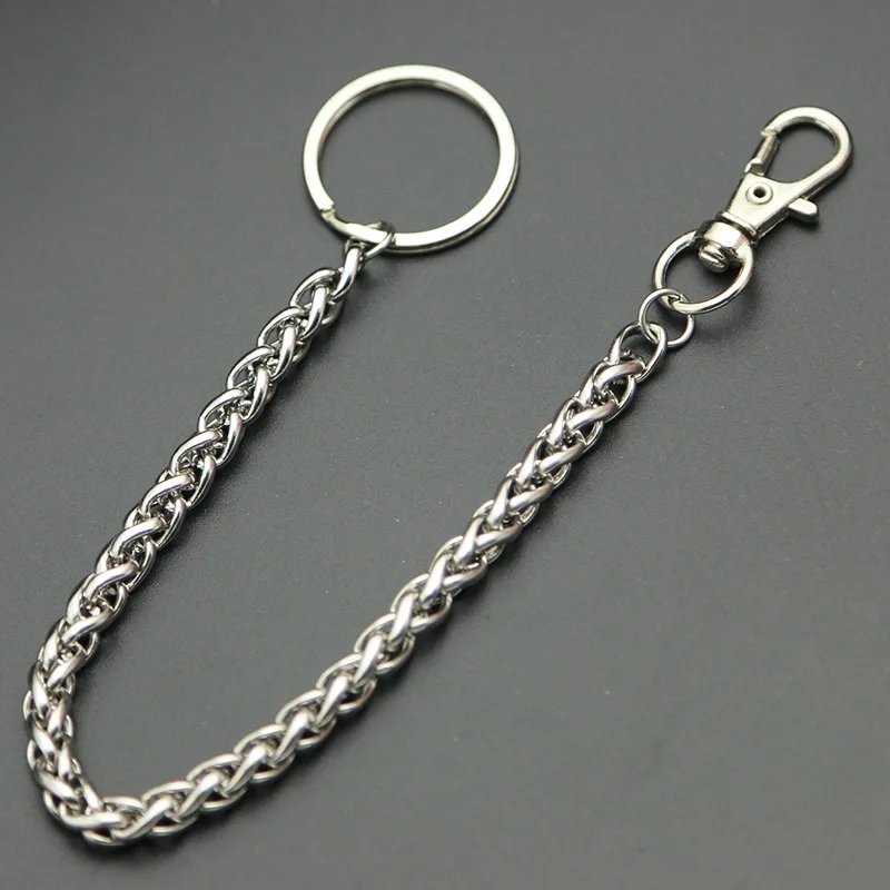 Stainless Steel Long Metal Wallet Chain Leash Pant Jean Keychain Ring Clip Men's Hip Hop Jewelry