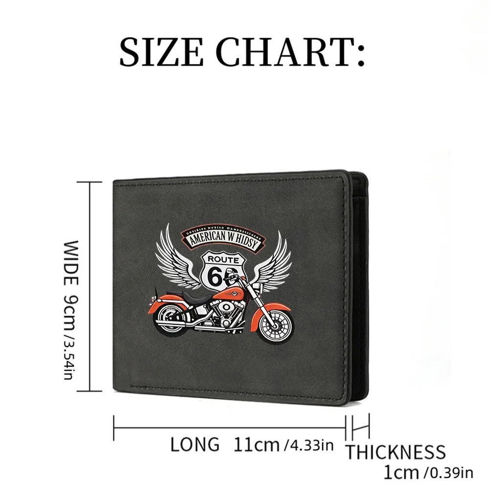 Men's Vintage PU Leather Double-Fold Wallet with Motorcycle Wing-Shaped Print Casual Short-Style Men's Wallet Men's Vintage PU Leather Double-Fold Wallet with Motorcycle Wing-Shaped Print Casual Short-Style Men's Wallet