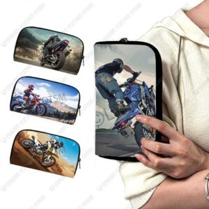 Cool Motorcycle Pattern Wallet Motorbike Women Purse Motor Bicycle Money Bag Credit Card Earphone Phone Holder Long Wallet