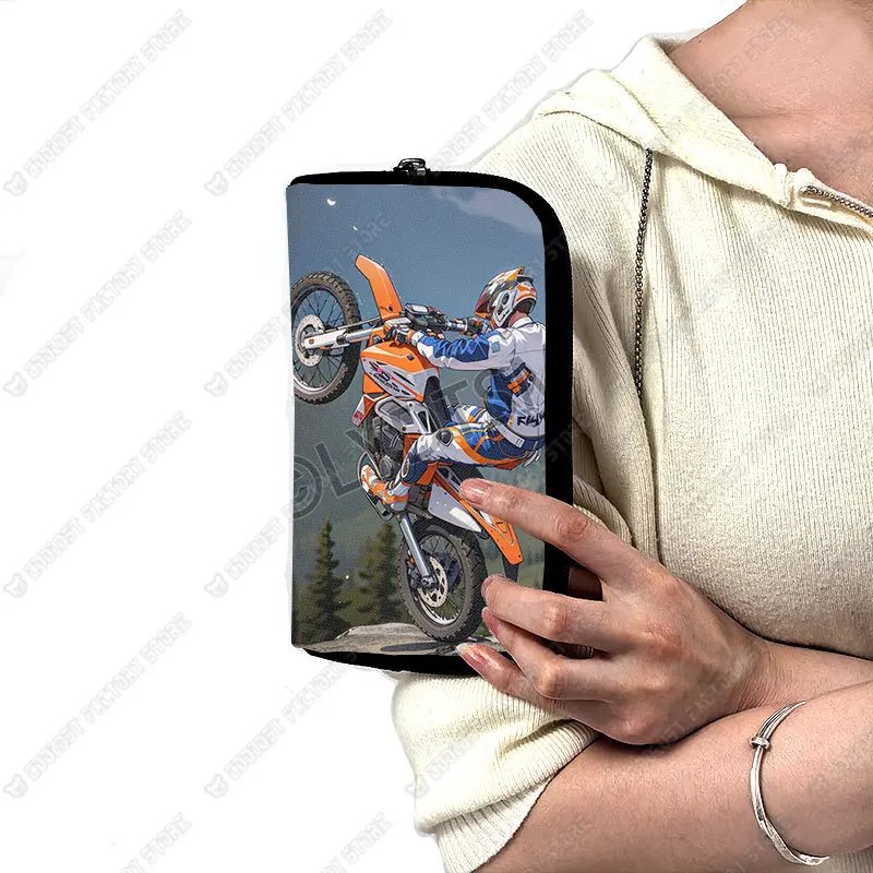 Cool Motorcycle Pattern Wallet Motorbike Women Purse Motor Bicycle Money Bag Credit Card Earphone Phone Holder Long Wallet