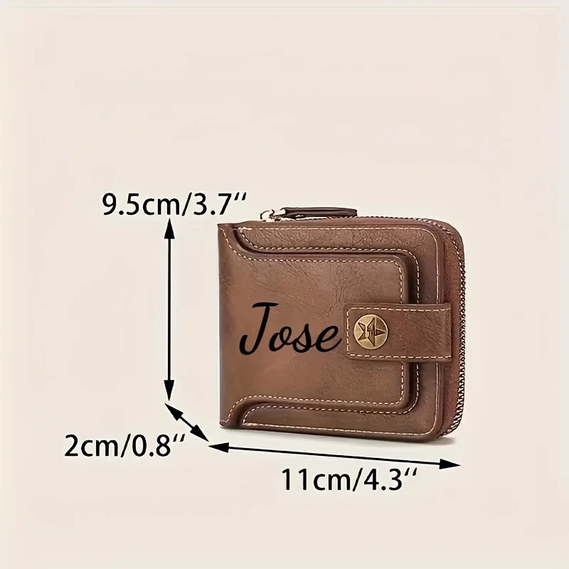 Custom Name Men's Wallet Gift Stylish Brown Faux Leather Engraved Purse Personalized Decorative Durable Card Holder Coin Pocket Custom Name Men's Wallet Gift Stylish Brown Faux Leather Engraved Purse Personalized Decorative Durable Card Holder Coin Pocket
