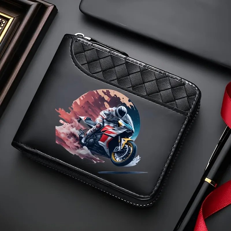 Cool Red Men's Motorcycle Knight Pattern Money Purse - Portable Coin Wallet And Card Holder with Zipper for Daily Use/Gift Cool Red Men's Motorcycle Knight Pattern Money Purse - Portable Coin Wallet And Card Holder with Zipper for Daily Use/Gift