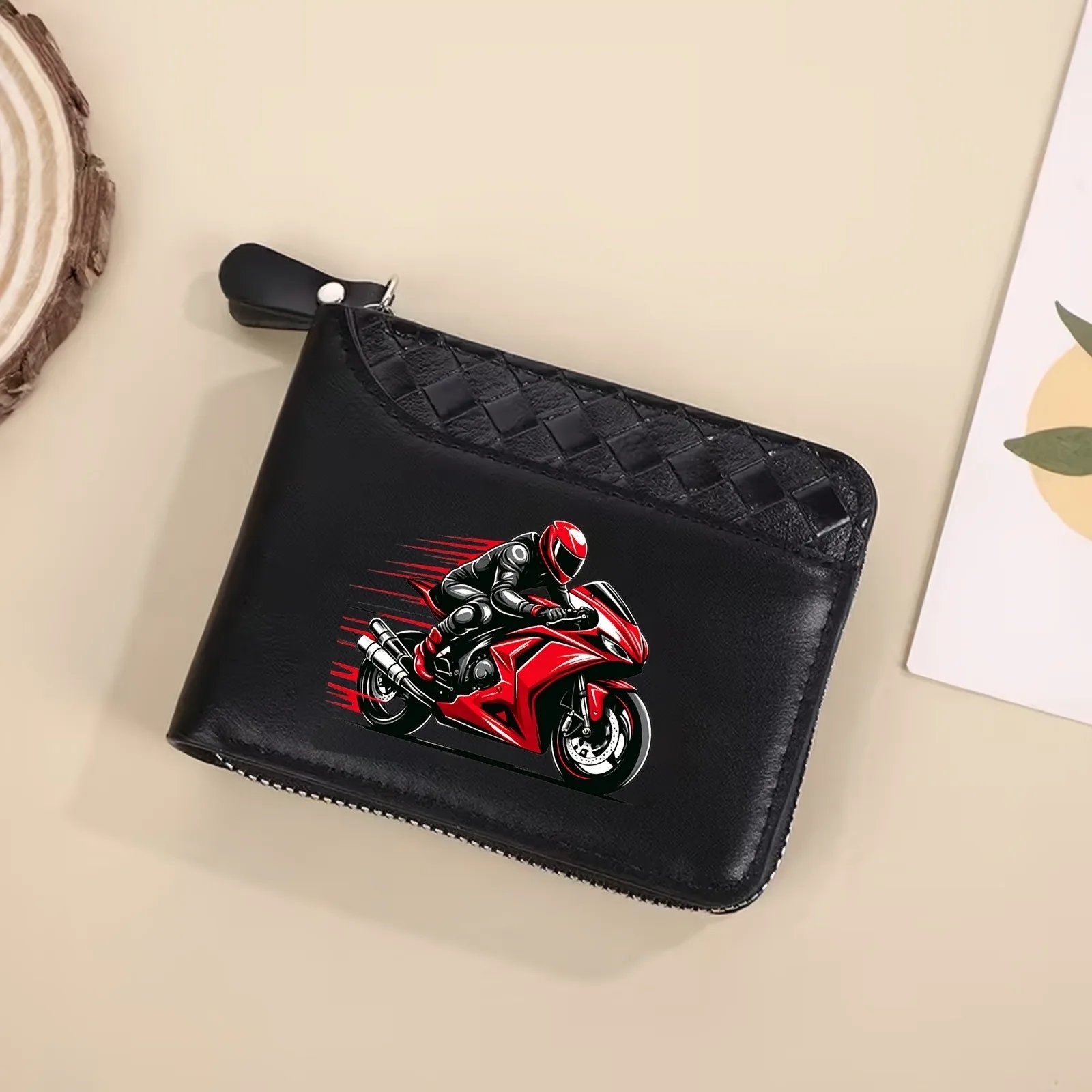 Cool Red Men's Motorcycle Knight Pattern Money Purse - Portable Coin Wallet And Card Holder with Zipper for Daily Use/Gift Cool Red Men's Motorcycle Knight Pattern Money Purse - Portable Coin Wallet And Card Holder with Zipper for Daily Use/Gift