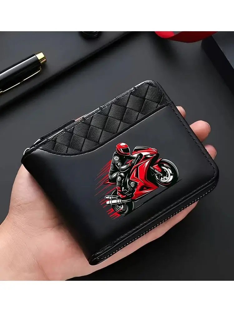 Cool Red Men's Motorcycle Knight Pattern Money Purse - Portable Coin Wallet And Card Holder with Zipper for Daily Use/Gift Cool Red Men's Motorcycle Knight Pattern Money Purse - Portable Coin Wallet And Card Holder with Zipper for Daily Use/Gift
